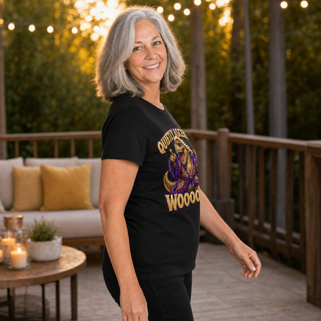 Woooo! T-Shirt — Quietly Ascended — AI-generated lifestyle photo (black__sam)